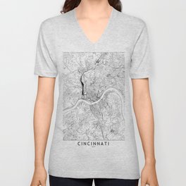 Cincinnati White Map V Neck T Shirt
