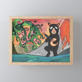 The Unsuspecting Love Affair of Banjo Bear and Mushroom Cap Framed Mini Art Print