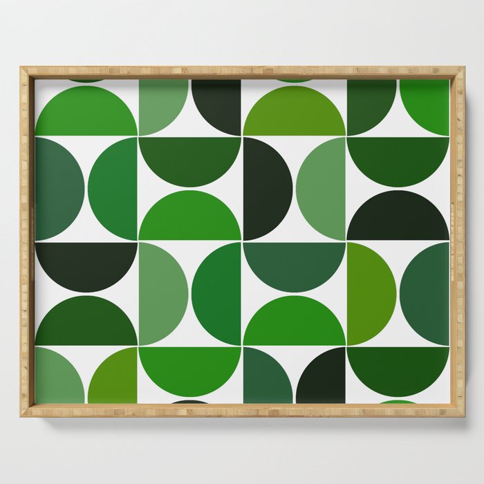 Mid century modern geometric Green  Serving Tray
