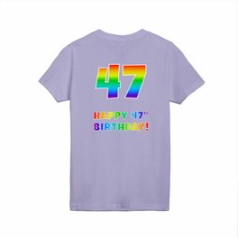 [ Thumbnail: HAPPY 47TH BIRTHDAY - Multicolored Rainbow Spectrum Gradient Kids T Shirt Kids T-Shirt ]