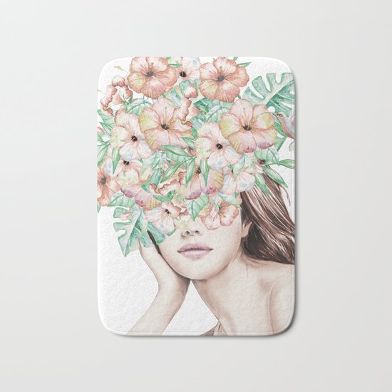 She Wore Flowers in Her Hair Island Dreams Bath Mat