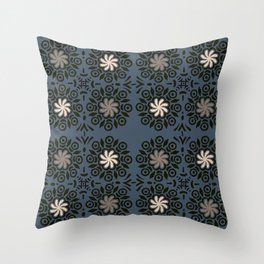 Blue Ceramic Tile Pattern Throw Pillow