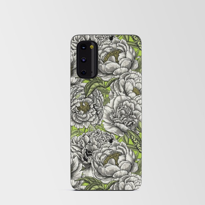 Peony flowers and moths Android Card Case