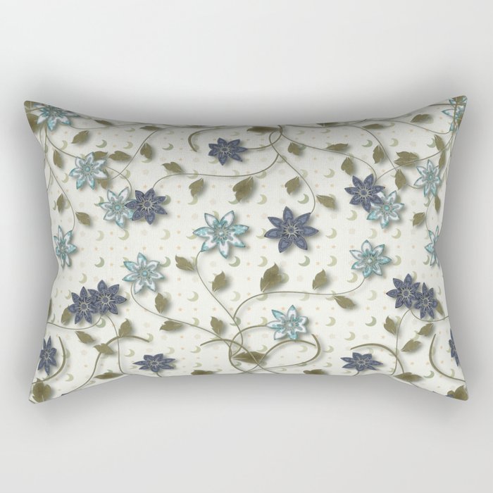 Blue Paper Flowers Rectangular Pillow