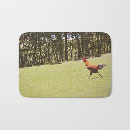 The great escape of a chicken | Animals running | Farm Photography Bath Mat