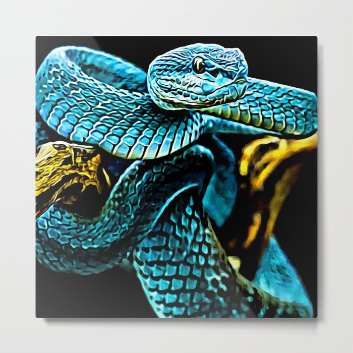 Green Snake Oil Painting Metal Print