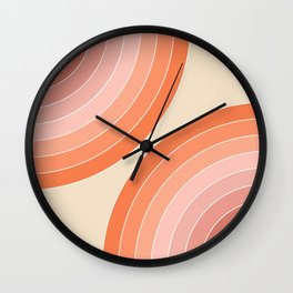 Orange and pink retro style circles Wall Clock