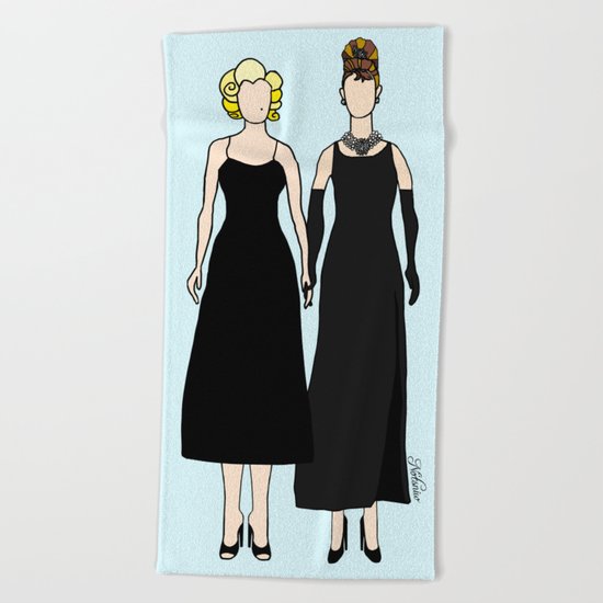 Little Black Dress of Audrey Marilyn Beach Towel
