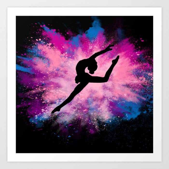 gymnast dancer colour splash Art Print