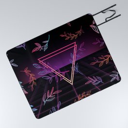 Synthwave Leaves Aesthetic Picnic Blanket