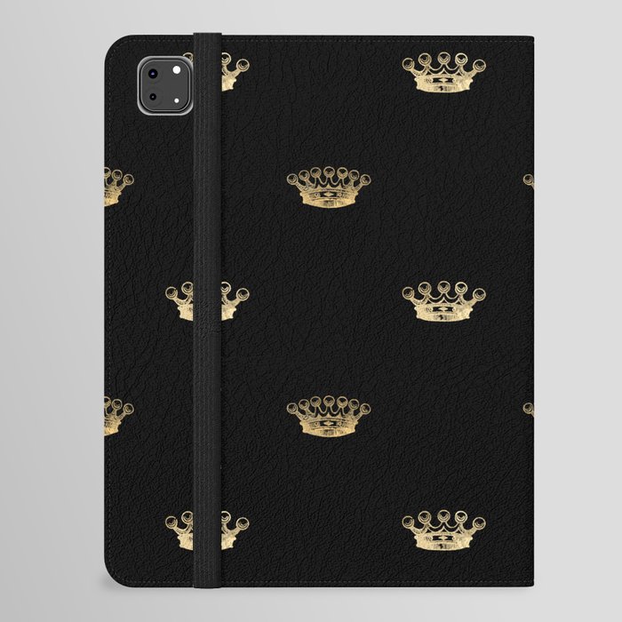 Black & Gold Crown Pattern iPad Folio Case