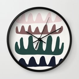 fans Wall Clock | Digital, Brown, Pattern, Millennialpink, Julestillman, Painting, Blue, Blueblack, Modern, Minimal 