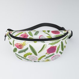 Pitahaya and leaves - Pink, white and green Fanny Pack