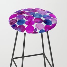 Watercolor Connected Purple Circles - seamless pattern Bar Stool