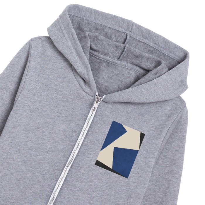 Graphic Edge Shapes - Bleu Navy Kids Zip Hoodie