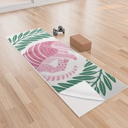 Sleepy Armadillo – Pink and Green Yoga Towel