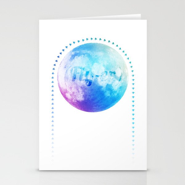 Over the Moon Plain by Fly-er Prints Stationery Cards