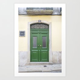 The green door nr. 9 art print - vintage doors in Alfama, Lisbon, Portugal - travel photography Art Print