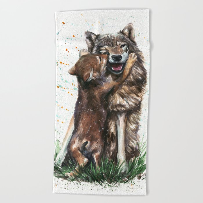 Wolf - Father and Son Beach Towel