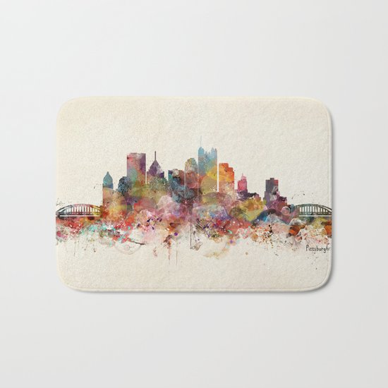 pittsburgh pennsylvania skyline Bath Mat