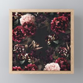Vintage bouquets of garden flowers. Roses, dark red and pink peony.  Framed Mini Art Print