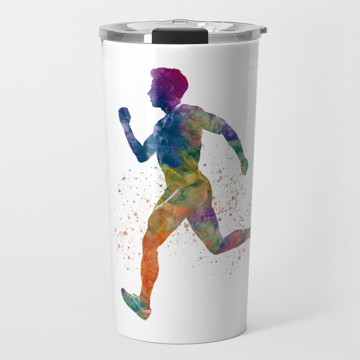 Watercolor runner athlete Travel Mug