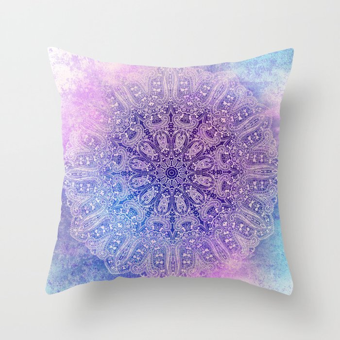big paisley mandala in light purple Throw Pillow by MPZstudio