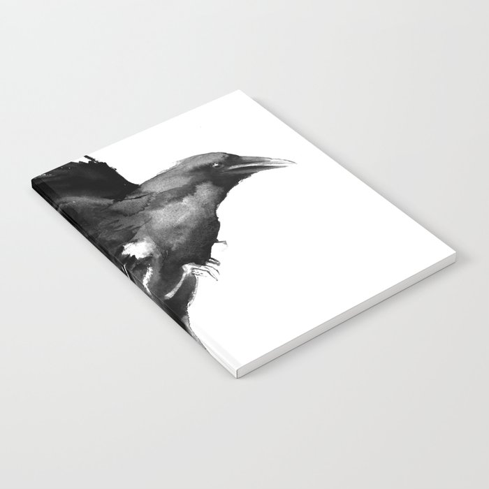 Flying Raven. tribal raven lover black and white raven decor Notebook