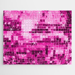1970s Twinkle Pink Disco Ball Pattern  Jigsaw Puzzle