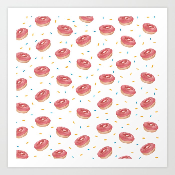 Cute Doughnut Print Seamless Pattern Art Print