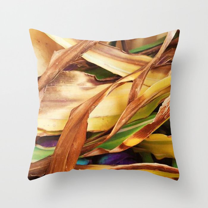 Leaves on the ground. brown, yellow, nature, decor, art, Society6. Throw Pillow