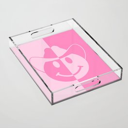 Smiley Cowboy - Pink Acrylic Tray