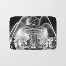 Paris Fountain de la Concorde at night, Paris, France black and white photograph / black and white photography Bath Mat | Eiffeltower, Photographs, Paris, Europe, Champselysees, Photo, Fountains, French, Arcdetriumph, Palace 