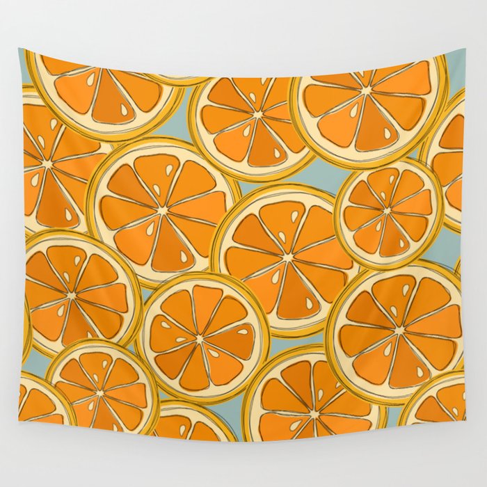 Fresh Summer Orange Slices Wall Tapestry