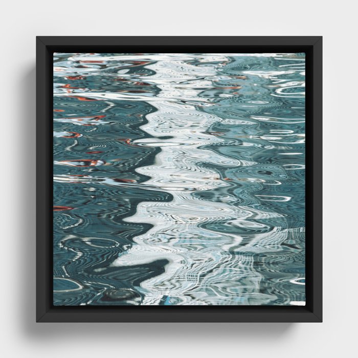 Blue Abstract Ocean Reflections Framed Canvas