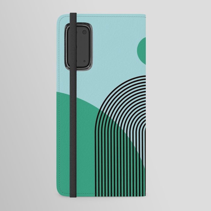 Abstraction_SUN_GREEN_BLUE_NATURE_MOUNTAINS_LINE_POP_ART-0531A Android Wallet Case