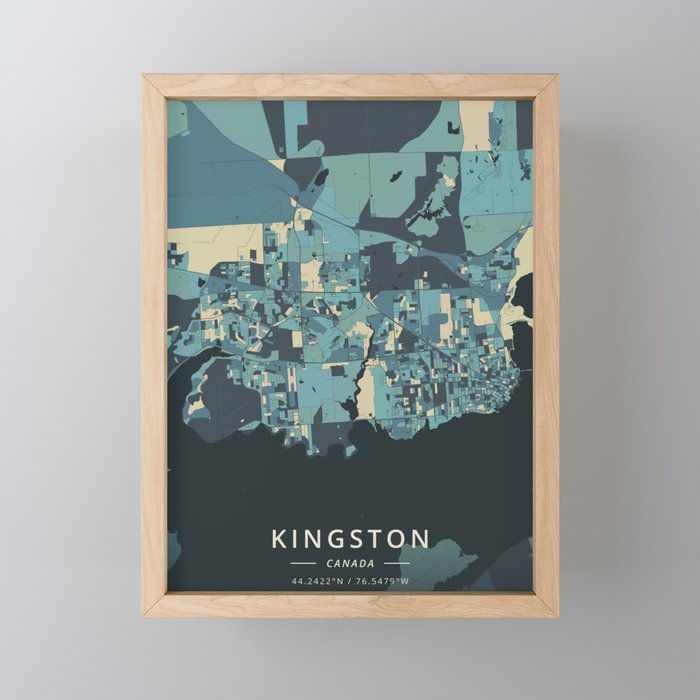 Kingston, Canada - Cream Blue Framed Mini Art Print