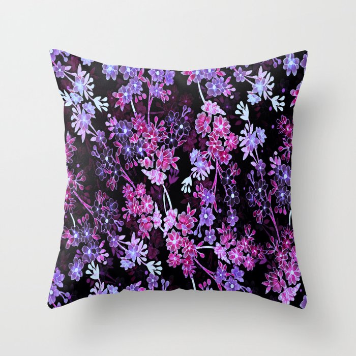 Pink & Purple Floral Pattern Throw Pillow