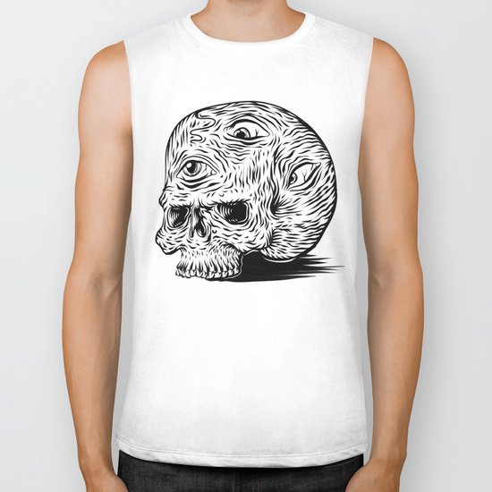 third-eyed skull Biker Tank