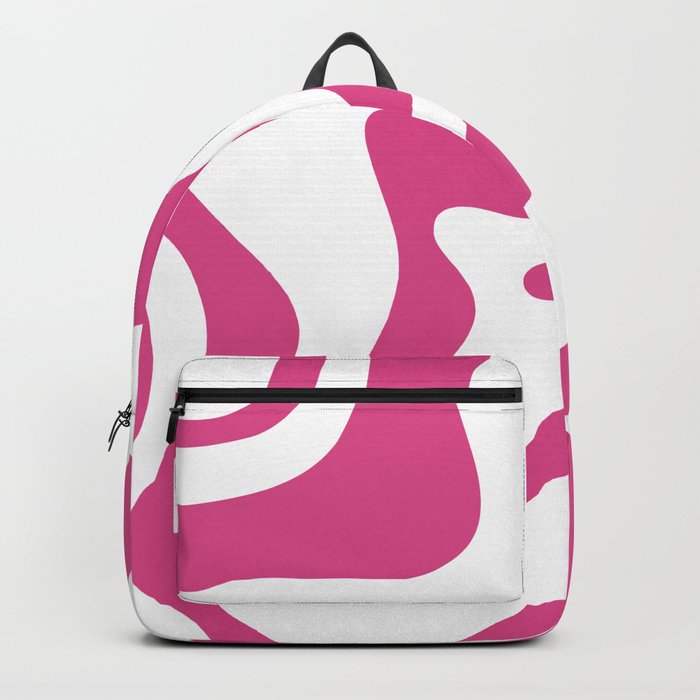 Retro Liquid Swirl Abstract Pattern in Preppy Hot Pink Backpack