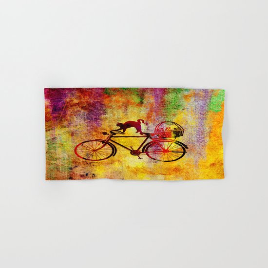 Cat and Bicycle Hand & Bath Towel