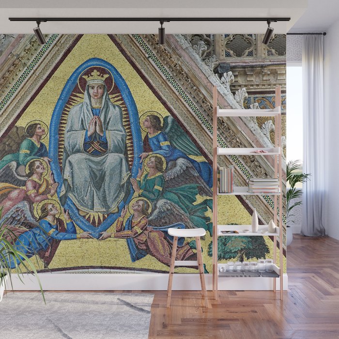 Virgin Mary assumed into Heaven Orvieto Cathedral Facade Mosaic Wall Mural