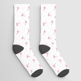 Hot Pink Doodle Palm Tree Pattern Socks