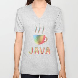 Rainbow Coffee Cup V Neck T Shirt