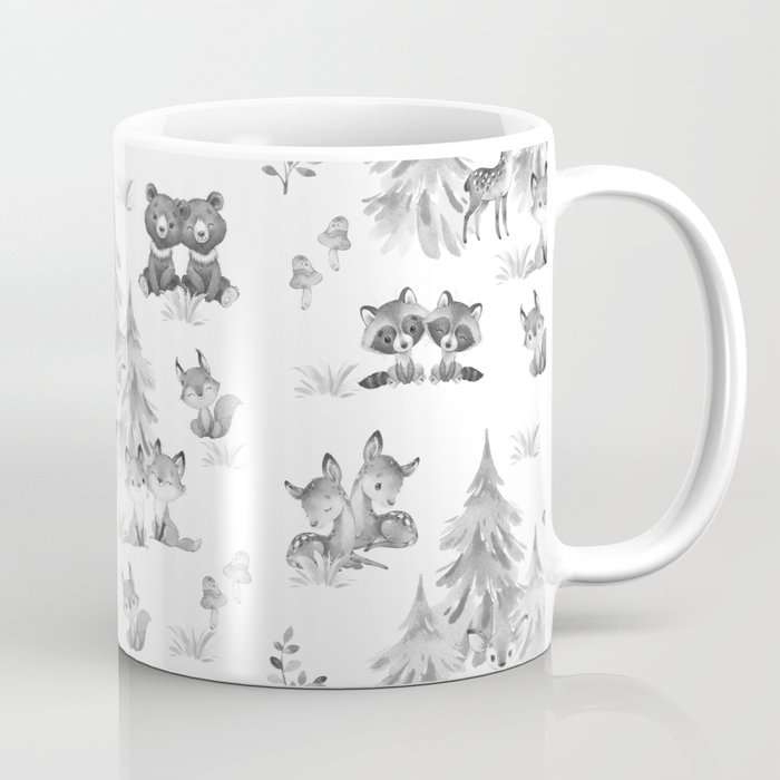 Gray Woodland Forest Animals Nursery Coffee Mug