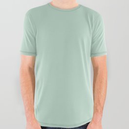 Light Aqua Green Gray Solid Color Pantone Misty Jade 13-6008 TCX Shades of Blue-green Hues All Over Graphic Tee