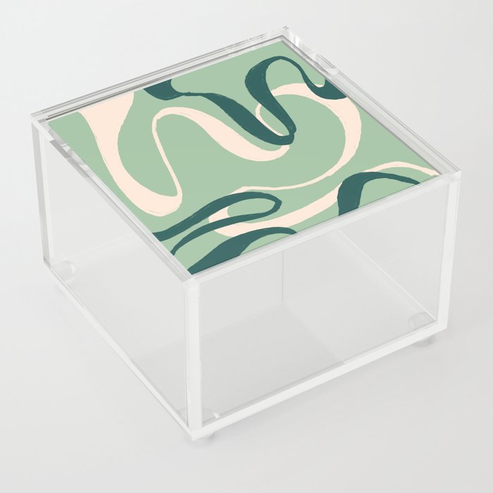 Teal Lines Abstract Acrylic Box