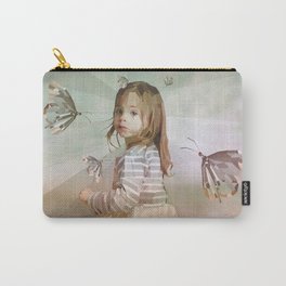 Girl with butterflies - Low poly style with grunge texture Carry-All Pouch