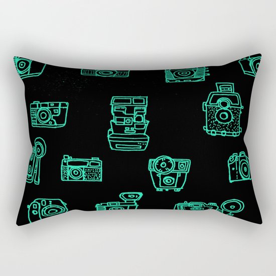 Cameras: Teal Rectangular Pillow