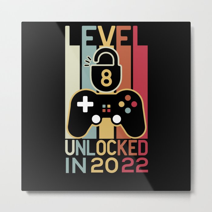 Level 8 unlocked in 2022 gamer 8th birthday gift Metal Print